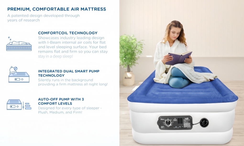 Luxury Queen Air Mattress with Built in Pump