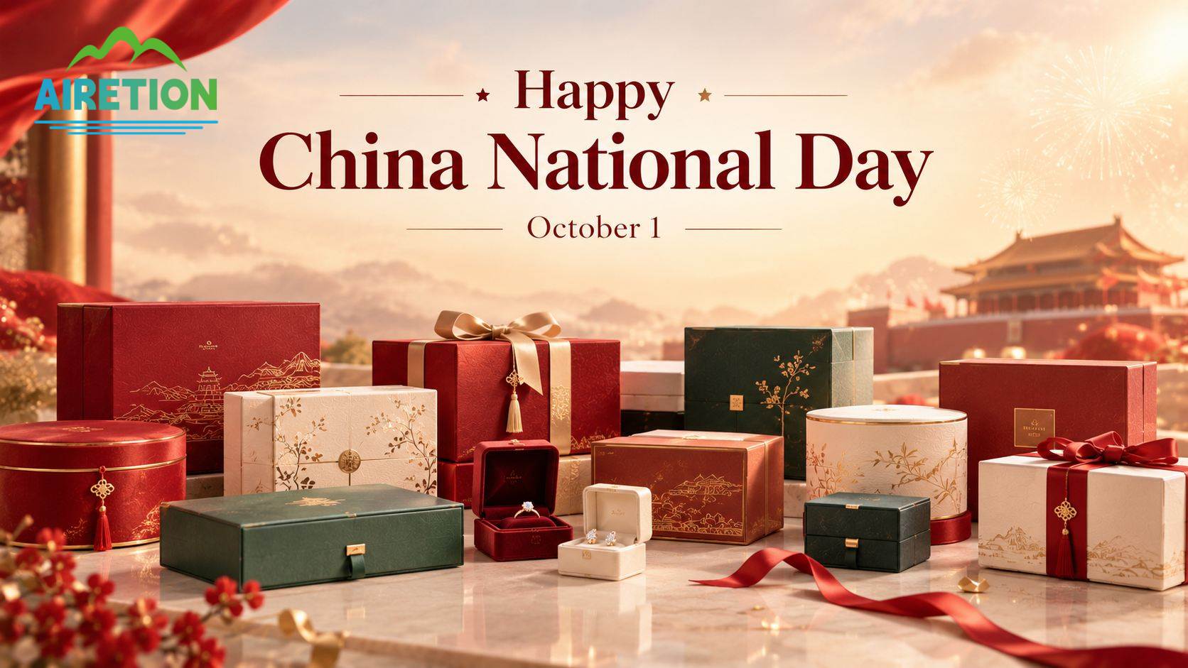 Herzlichen Glückwunsch zum Nationalfeiertag Chinas! | Feiertagshinweis & Produktionsupdate für individuelle Geschenkboxen von Airetion